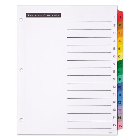 Office Essentials Numeric Index Dividers 1-15, Multicolor, Pk15 11675
